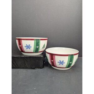 Pfaltzgraff Snow Bear Christmas Theme Deep Cereal Soup Bowl Ceramic Set of 2